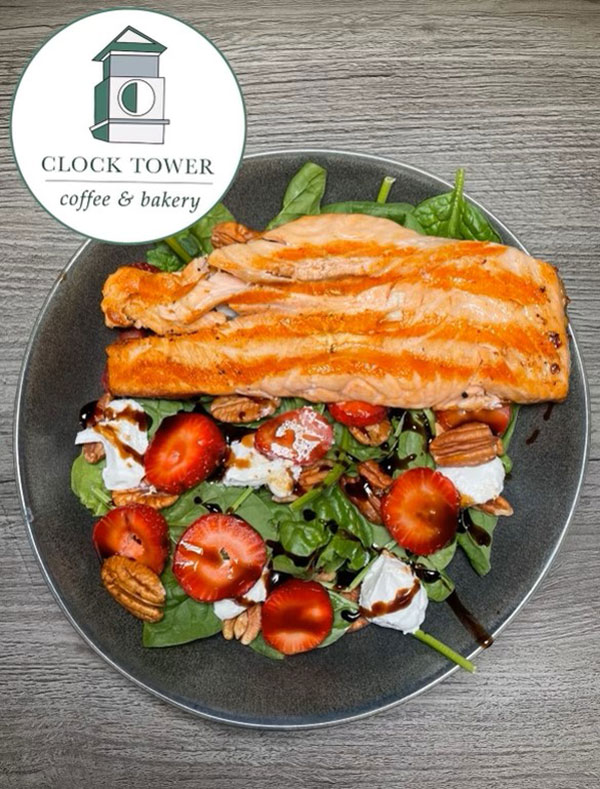Clock Tower Coffee & Bakery Salad with salmon